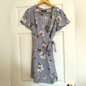 Flowy, floral, mini wrap dress